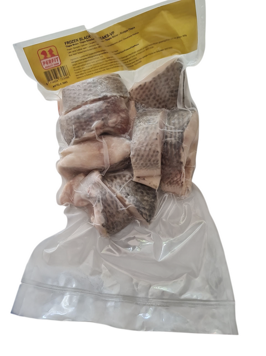 Black tilapia steaks